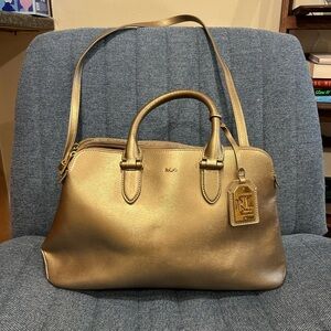 Lauren Ralph Lauren Newbury Double Zip Dome Tote – Gold Rush